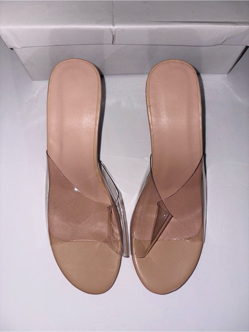 Clear Strap Nude Slide Sandals